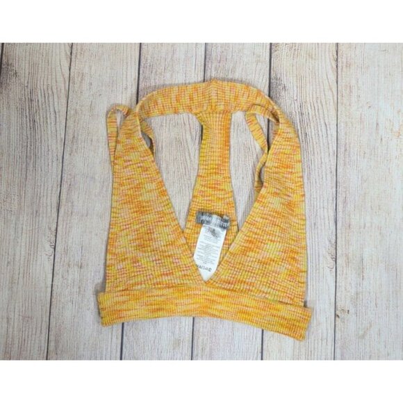 URBAN OUTFITTERS Women's Carina Knitted Bra Top Orange Deep V-Neck Size Small - Picture 1 of 7